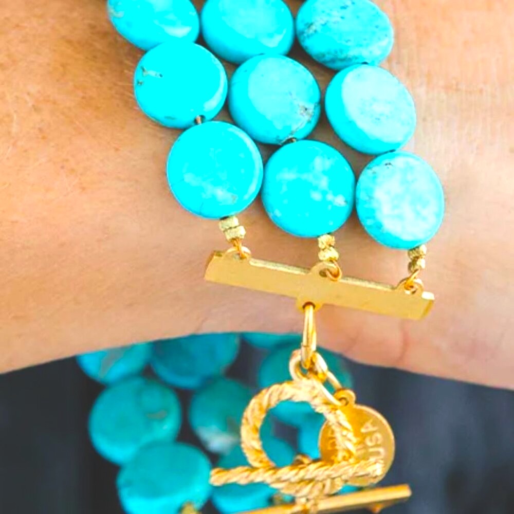 NWT Susan Shaw 3 Row Multi Strand Bracelet - Turquoise - Retails $121